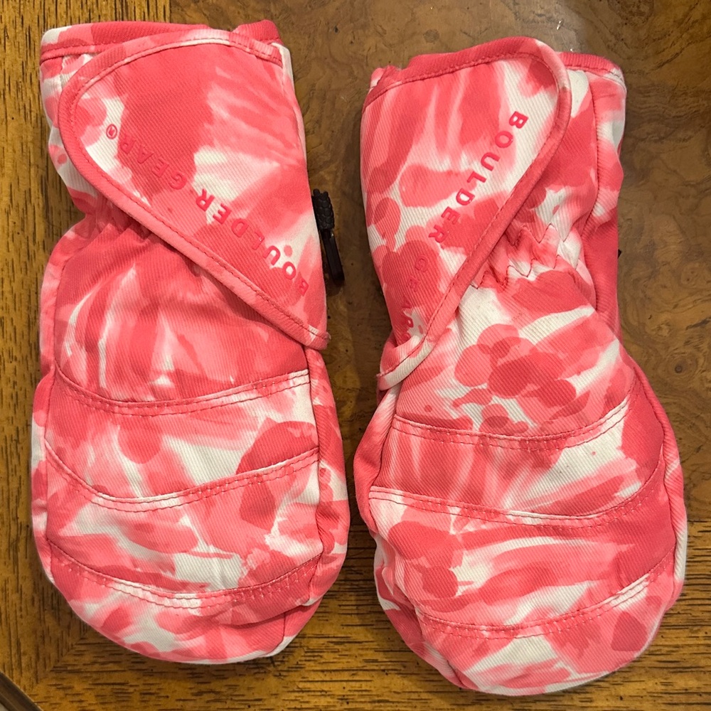 Pink Kids Ski Gloves - fleece lined